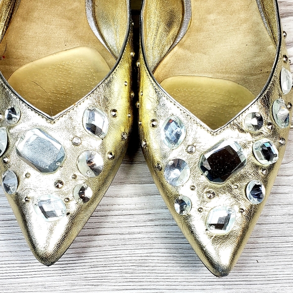 Vintage Georges Marciano Gold Flats SZ 9 - Picture 3 of 5